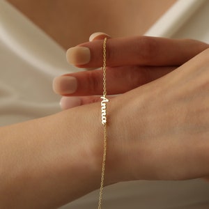 Dainty Custom Name Bracelet,Handmade Name Charm Jewelry,Delicate Stackable Bracelets,Gift for Mom,JX14 image 3
