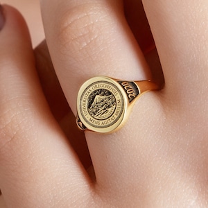 14k Gold benutzerdefinierte Klasse Ring, Schulring, Siegelring, Graduierung Ring, personalisierte Ring, High School Klasse Ring,College Ring-JX21