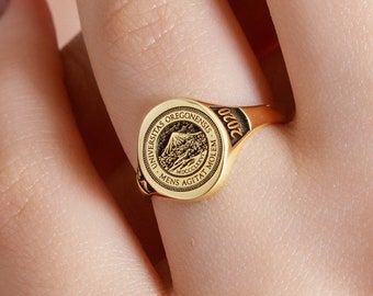 14k Gold Custom Class Ring,School Ring,Signet Ring,Graduation Ring,Personalized Ring,High School Class Ring,College Ring-JX21