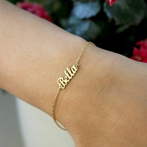 14k Solid Gold Name Bracelet-İnitial Bracelet-Letter Bracelets-Personalized Bracelet-Dainty Bracelet-Gift For Her,Personalized Gift-JX11 image 2