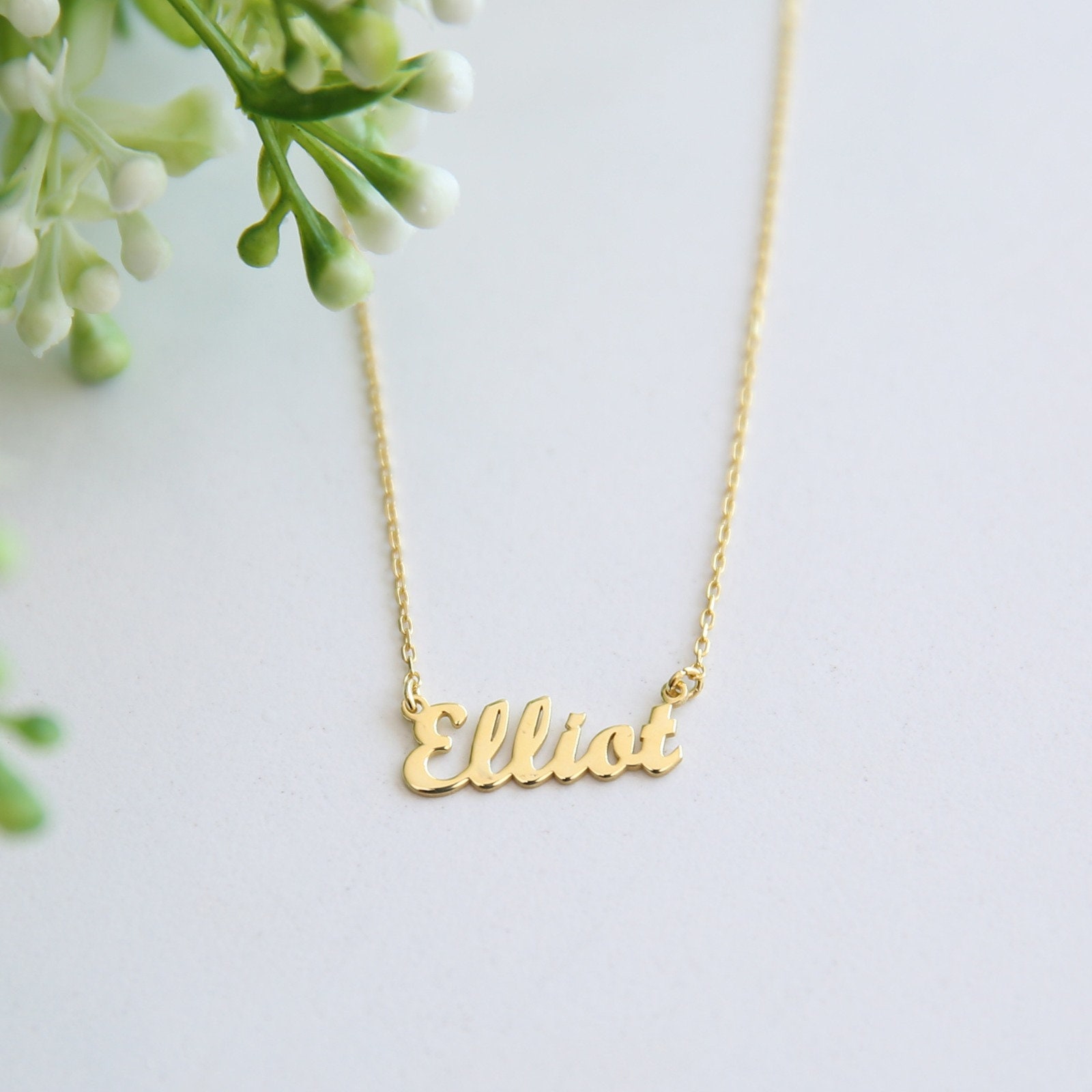 14k Solid Gold Name NecklaceCustomized NecklacePersonalized Etsy