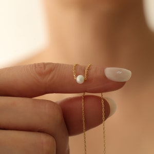 14k Solid Gold Freshwater Pearl Necklace,Dainty Pearl Necklace,Tiny Pearl Necklace,Bridesmaid Gifts,JX118
