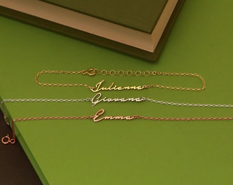 Dainty Name Bracelet,Personalized Bracelet,Custom Chain Bracelet, Custom Word Bracelet - Personalized Gifts | Silver Gold,Rose Gold, JX100