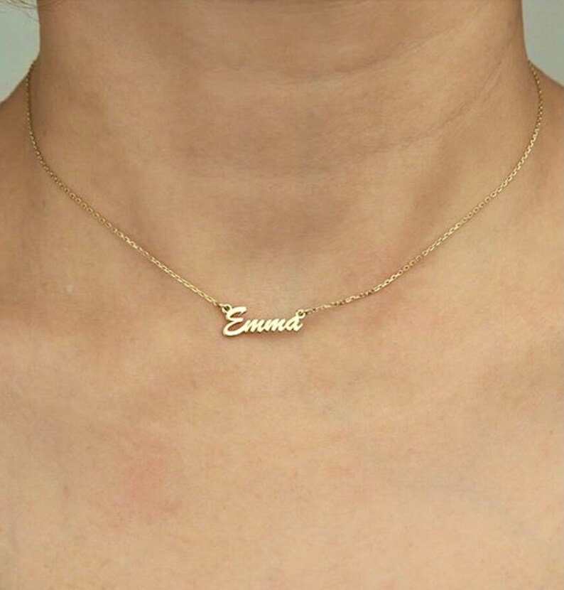 14k Solid Gold Tiny Name Necklace, Personalized Necklace, Personalized Jewelry,Custom Name Necklace-JX05 image 2