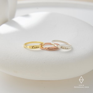 14k Gold Tiny Name Ring-Personalized Ring-Letter Ring-Customized Jewelry-Personalized Gift-Initial Ring--JX22