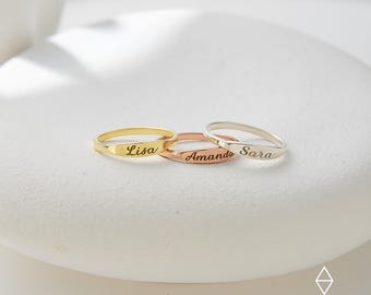 14k Gold Tiny Name Ring-Personalized Ring-Letter Ring-Customized Jewelry-Personalized Gift-Initial Ring--JX22