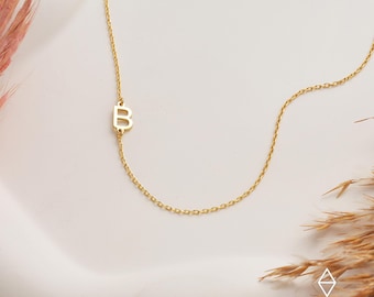 14K Solid Gold Initial Necklace-Dainty Necklace-Personalized Necklace-Gift- Letter Necklace-Personalized Jewelry-Monogram Necklace-JX11