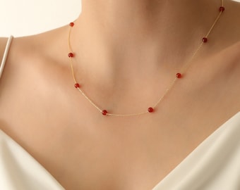 14k Carnelian Necklace, Gold or Sterling Silver,Real Carnelian Necklace,Gemstone Jewelry,JX115