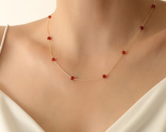 Carnelian Necklace,14k Gold or Sterling Silver,Real Carnelian Necklace,Gemstone Jewelry,JX115