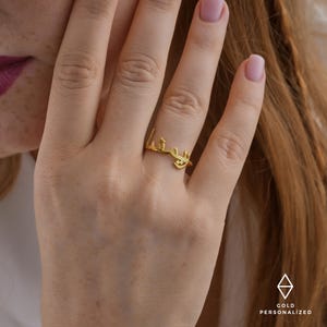 14k Solid Gold Arabic Name Ring-Personalized Name Ring-Gold Arabic Ring-Arabic Jewelry-Dainty Arabic Name Ring-JX03