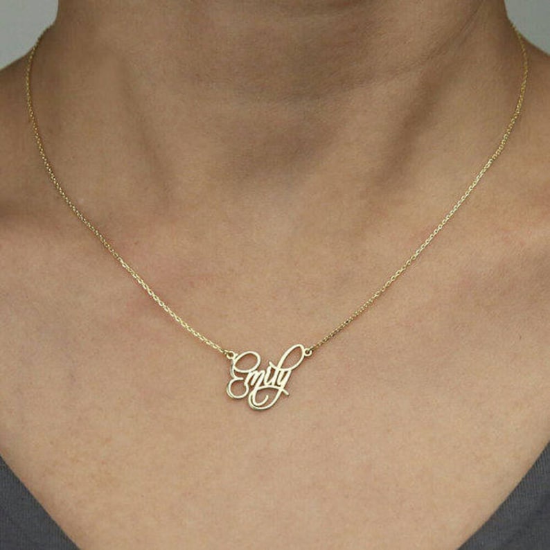 14K Gold Name Necklace,Personalized Gift, Sterling Silver Name Necklace, Custom Name Necklace Silver, Gold, Rose Gold JX12 image 2