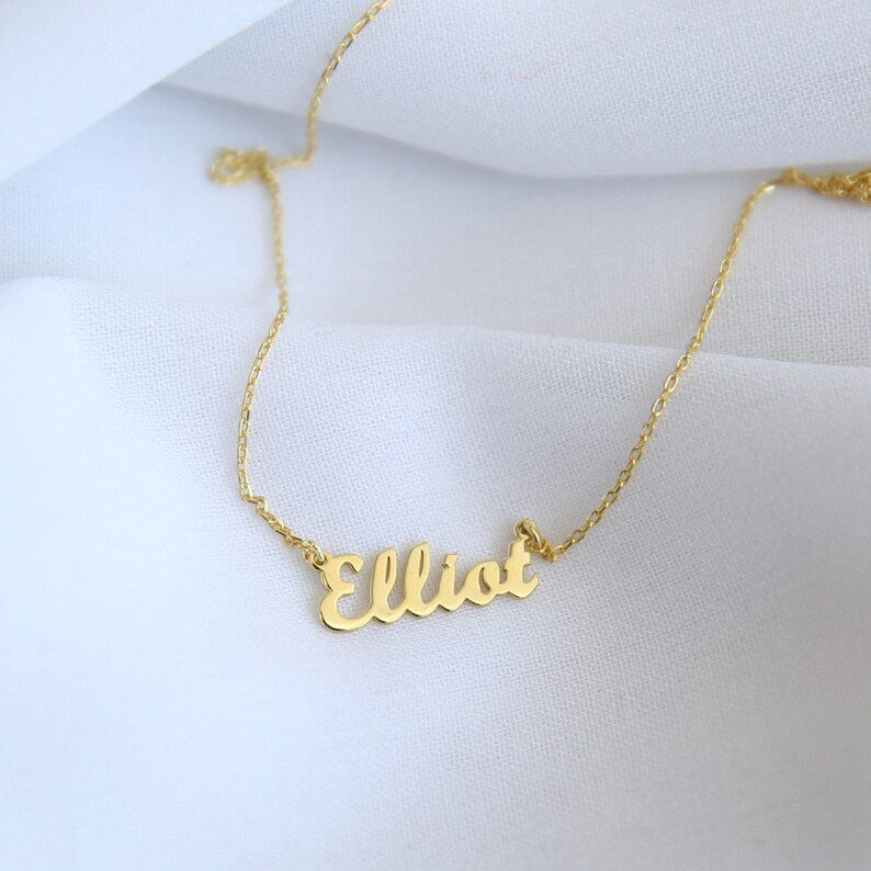 14k Solid Gold Name Necklacecustomized Necklacepersonalized Etsy