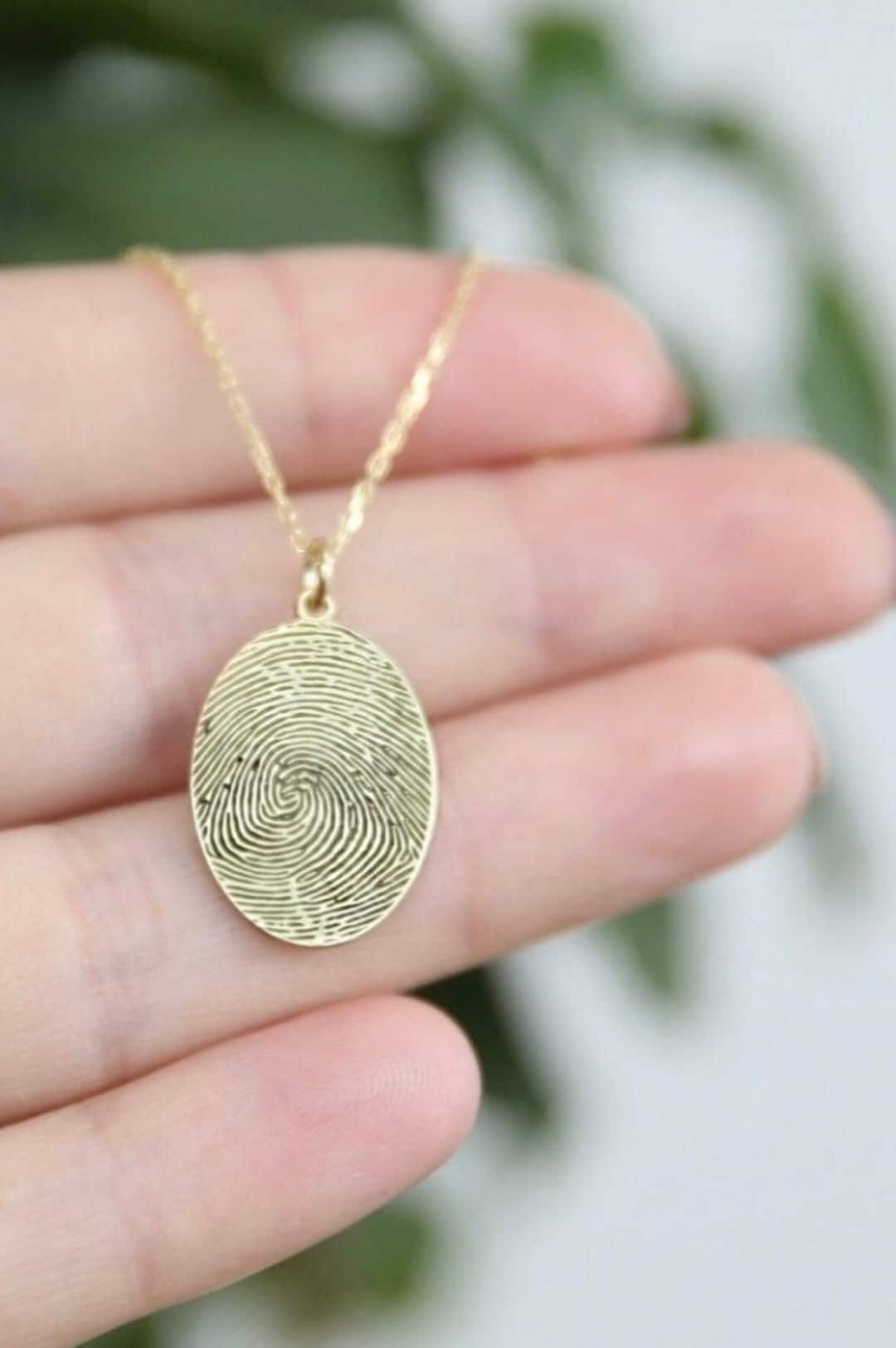 14K Solid Gold Fingerprint Necklace,custom Necklace, Personalized