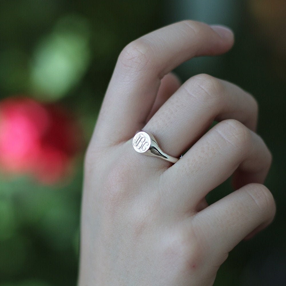 Sterling Silver Signet Ring-Personalized Rings-Monogram Ring-Letter R…