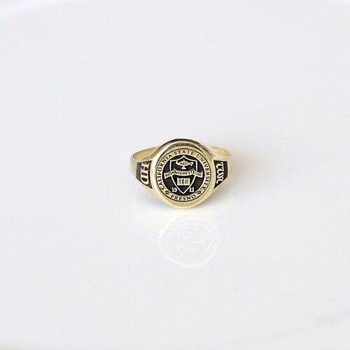 College Emblem Signet Ring,personalized Ring, Engraved Class Ring