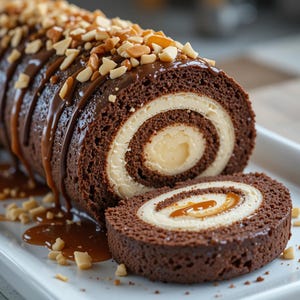 Best Gooey Chocolate Peanut Cake Roll Recipe | Decadent Swiss Roll Dessert | Gourmet Chocolate Treat | Instant Digital PDF Download