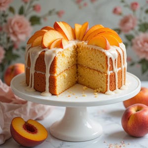 Summer Peach Cake Recipe PDF | Easy Moist Fruit Dessert | Fresh Peach Baking | Instant Digital Download | Printable Recipe Card