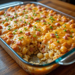Casserole de pommes de terre et jambon au fromage Recette PDF | Dîner ou brunch en famille facile | Plats réconfortants au four | Téléchargement instantané | Recette imprimable