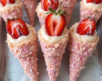 Best Strawberry Crunch Cheesecake Cones Recipe – Instant Download, Easy No-Bake Dessert