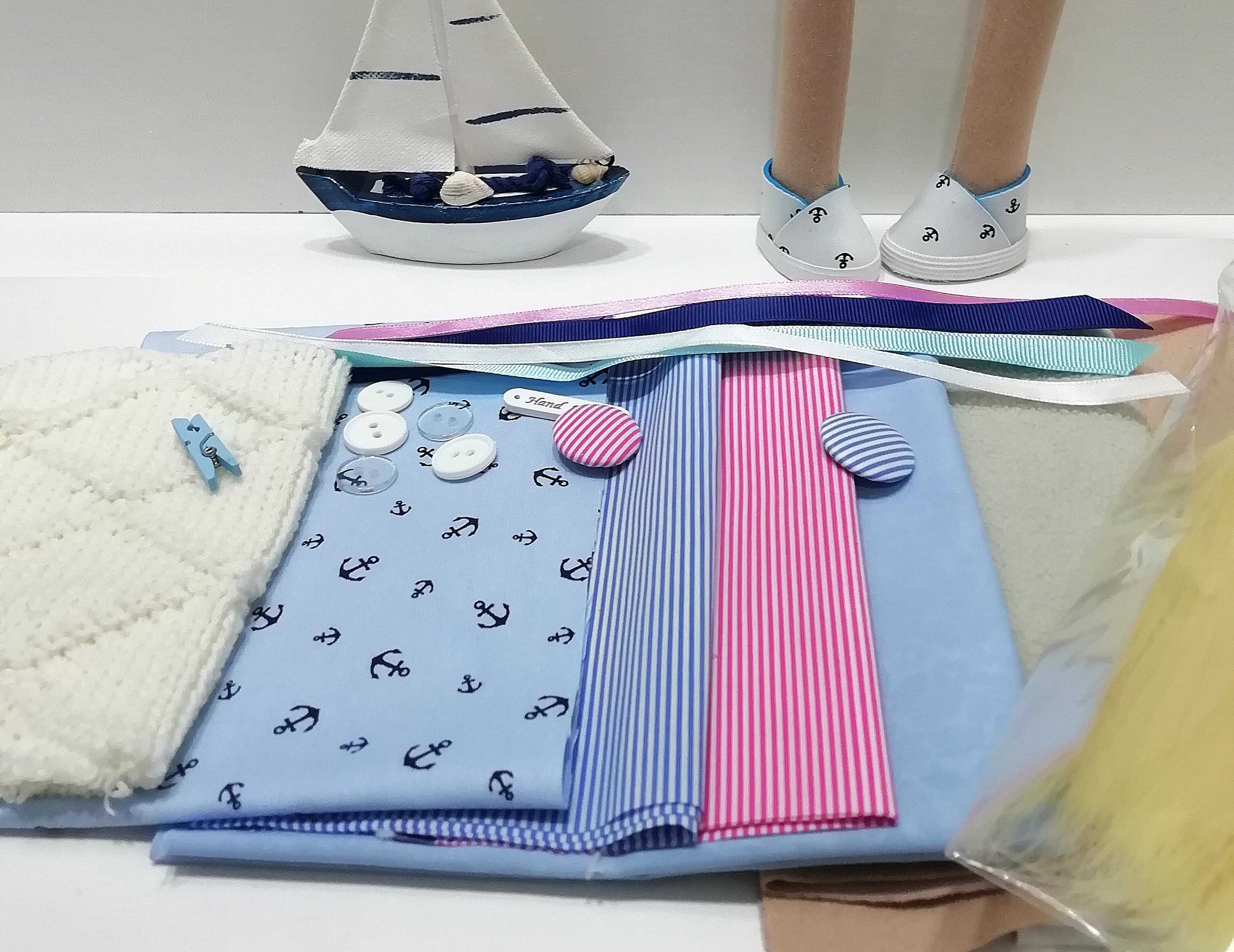 Kit doll Craft My First Sewing Kit Textile doll Navy style | Etsy
