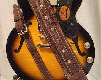 Woven Style Hand Crafted 3" Wide Leather Guitar Strap