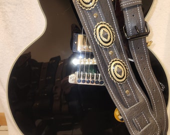 Woven Style Hand Crafted 3" Wide Bison Leather Guitar Strap