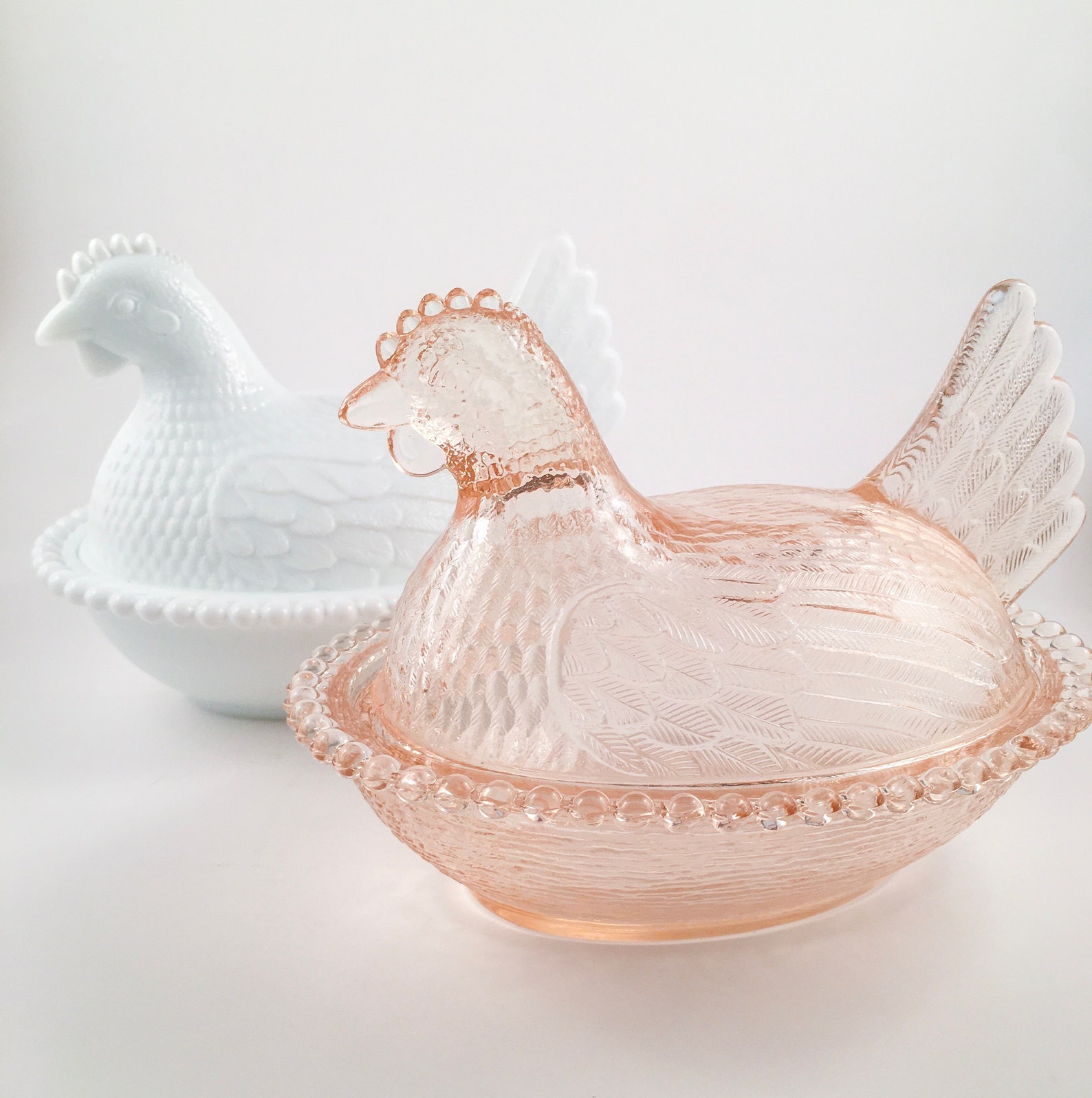 Vintage Hen on a Nest Pink Depression Glass Hen on a Nest Etsy