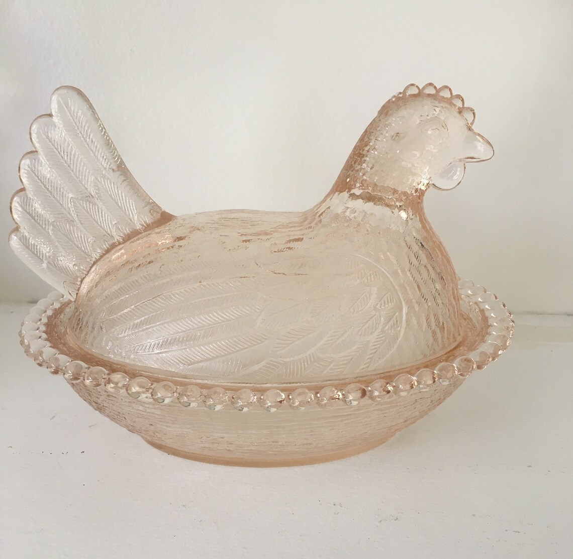 Vintage Hen on a Nest Pink Depression Glass Hen on a Nest Etsy