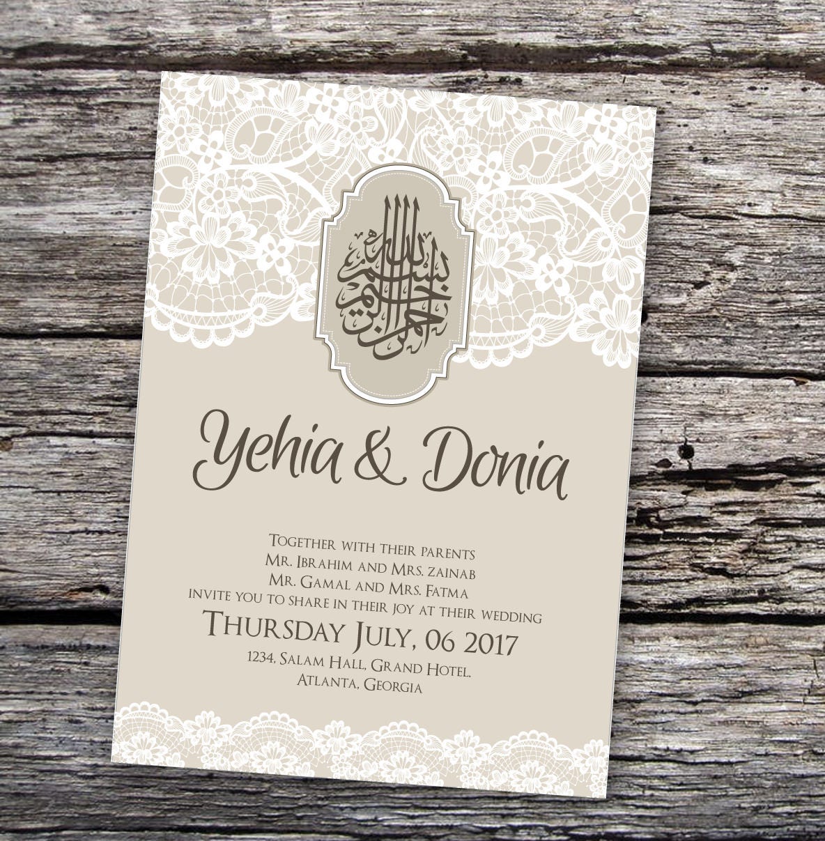 Invitaciones de boda musulmana -Invitación árabe personalizada -invitación  de boda árabe e inglés - Invitación de Nikkah - bilingüe - Imprimir - Etsy  México, image size:1184x1207