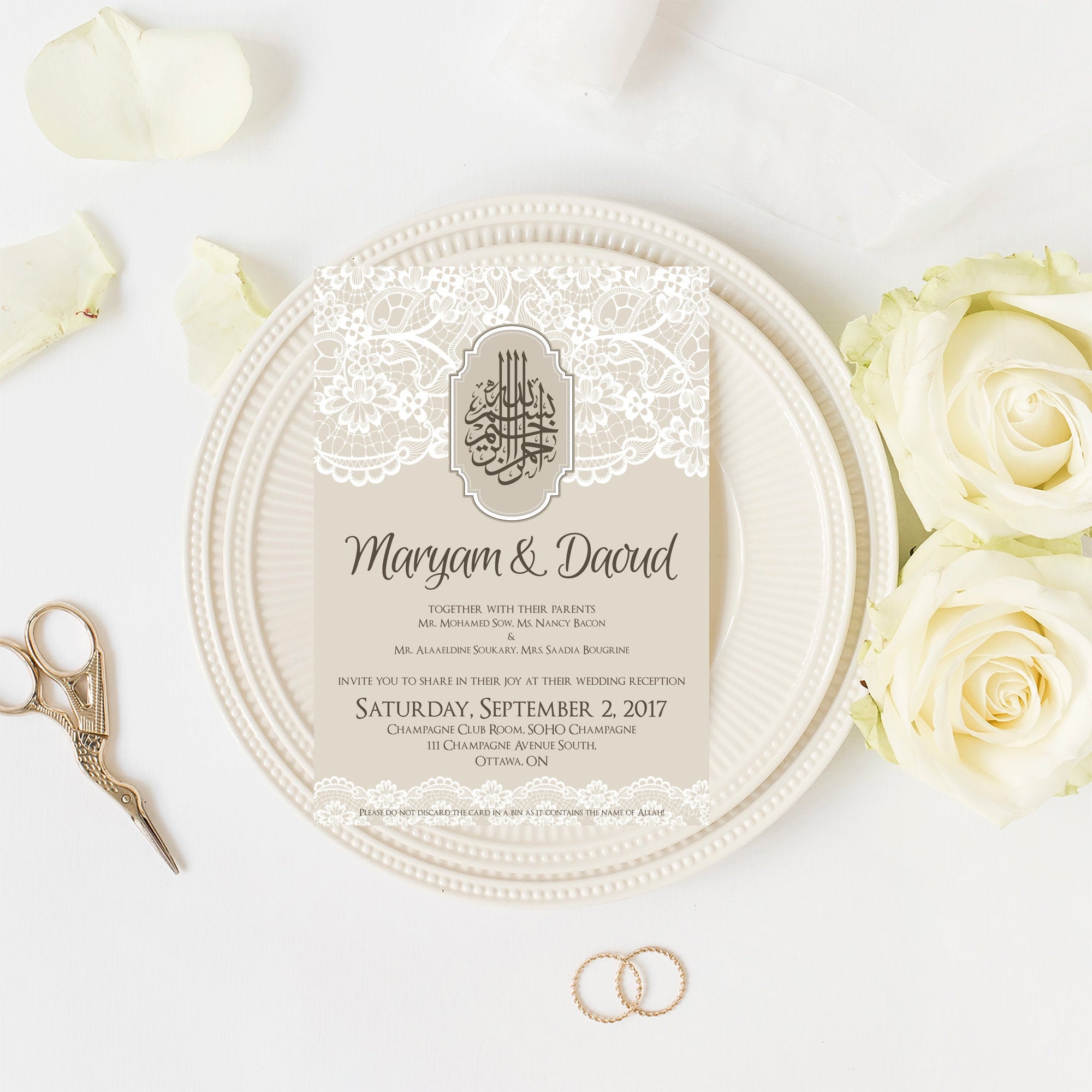 Invitaciones de boda musulmana -Invitación árabe personalizada -invitación  de boda árabe e inglés - Invitación de Nikkah - bilingüe - Imprimir - Etsy  México, image size:2000x2000