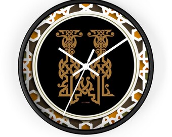 Islamic Wall Clock – Arabic Calligraphy Clock featuring Ayat al-Kursi, Elegant Round Wall Decor, Muslim Home Gift
