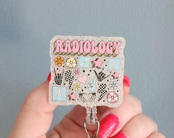Radiology badge reel, rad tech badge reel, skeleton badge reel for x-ray technologist, cute id badge holder for imaging department