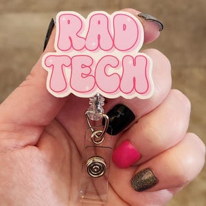 Rad tech retractable badge reel, gift for radiology tech, badge reel for x-ray tech, badge clip for ct tech, id badge holder for rad tech