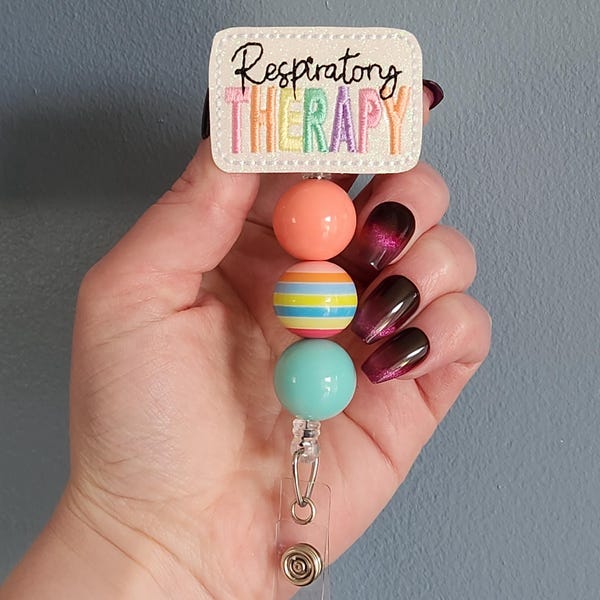 Respiratory therapy badge reel, badge clip for rt, gift for Respiratory therapist, ID badge holder for rt, badge reel for health care