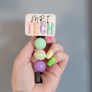 MRI tech retractable MRI safe badge reel, radiology badge clip, badge reel gift for mri tech, mri safe clip for work, cute mri badge reel