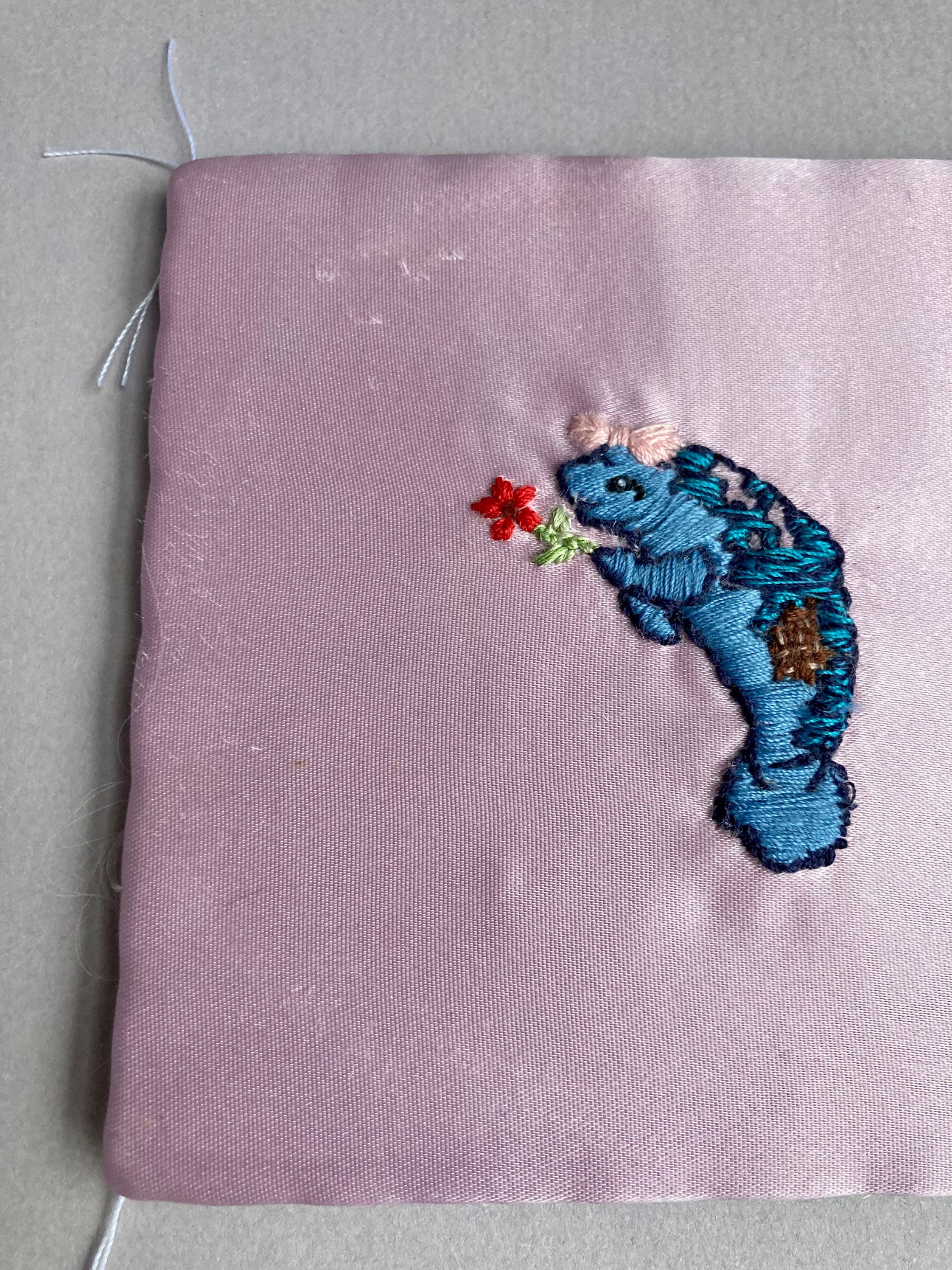 Barbara manatee miniature embroidery on silk  etsy uk