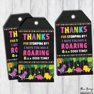 Girl Dinosaur Favor Tags. Dinosaur Thank You Tags. Dinosaur Party Printable. Dinosaur Birthday. Thank You Card. First Birthday Party. DIN2