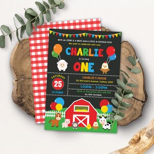 Farm Birthday Invitation, Barnyard Animals Invite, Barn Party EDITABLE TEMPLATE Printable Corjl Instant Download, FARM1