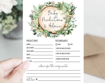 Greenery Baby Shower Game, Predictions and Advice for Parents, Rustic Botanical Leaves Gender Neutral Printable, INSTANT DOWNLOAD, GR2