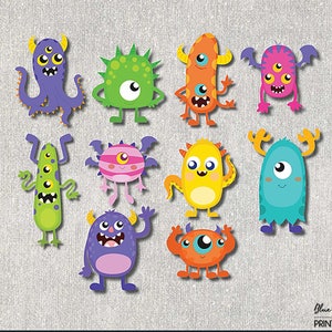 Little Monsters Birthday Centerpieces. Monster Decorations. Cake Toppers. Party Decor. Boys First 1st Birthday Printable. Photo Booth. MONS1