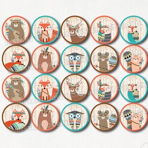 TRIBAL Cupcake Toppers. PRINTABLE. Boho Baby Shower Favors. Pow Wow Party Decor. Woodland Animals. Rustic Birthday Party Decorations. TRI2