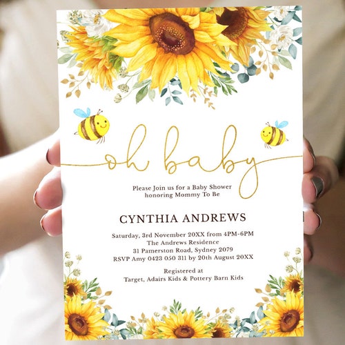 Invitations Paper & Party Supplies Paper Sunflower Baby Shower