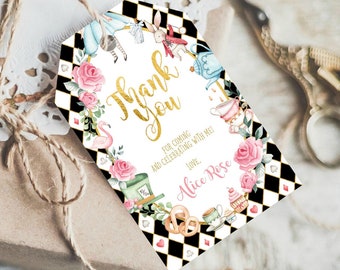 EDITABLE Alice in Wonderland Favor Tag, Alice in Onederland Gift Tag Template, Mad Tea Party Baby Shower Favors, Instant Download, AL1