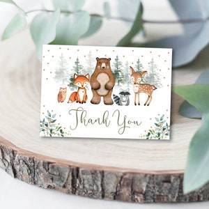 Winter trees and deer thank you card Deer winter theme thank you card Deer thank you card Winter thank you card