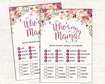 Floral BABY SHOWER GAME. Match Baby Animals Game. Rustic Boho Baby Shower Activity. Bohemian Baby. Who's My Mama. Baby Boy. Baby Girl. FLO7