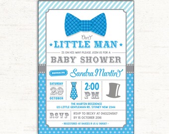 Little Man Baby Shower Invite Etsy Little Man Baby Shower Invite Etsy