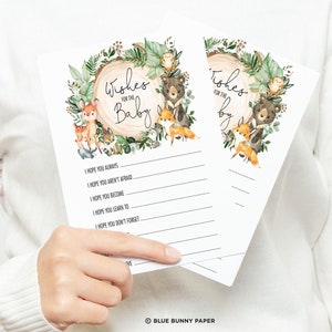 Boswensen voor babykaart. Groen Bosdieren Babyshowerspel. Rustieke neutrale baby strooi afdrukbare Instant Download. HOUT27