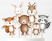 Woodland Cake Toppers, Cute Forest Animals 1st Birthday Party Decorations, Wild One Baby Shower Favors Centerpiece Instant Download, WOOD42 Il_170x135
