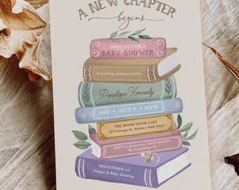 Girl Storybook Baby Shower: A New Chapter Begins Canva Template Digital Download, BK2
