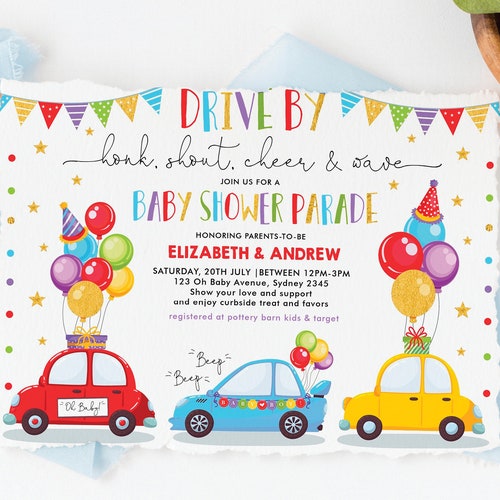 Editable Drive by Baby Shower Invitation Woodland Drive Etsy